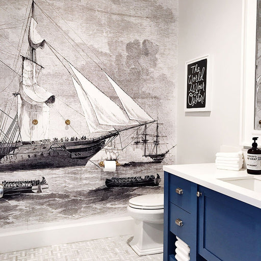 vintage sailing ship mural