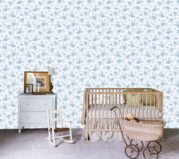 The Porcelain Wallpaper | Vintage Floral Wallpaper - Anewall Decor