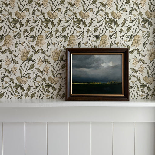 Sweet Pea dainty cottagecore floral peel and stick wallpaper by Anewall styled in a nursery
