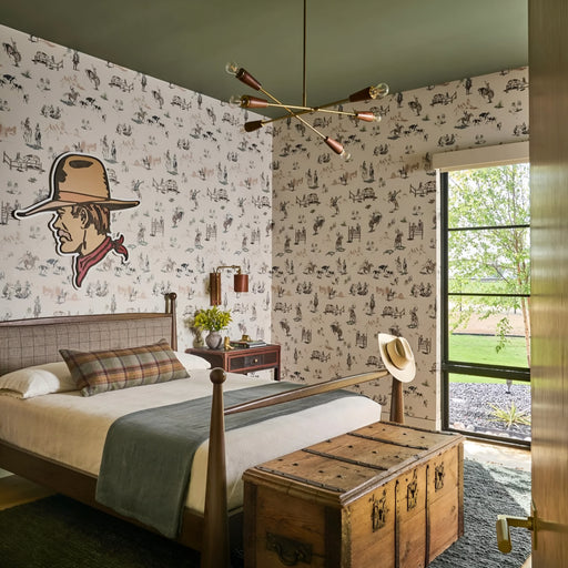 Wild Wild West Wallpaper by Anewall, western wallpaper kids room, cowboy themed nursery, boys western nursery, vintage nursery wallpaper, rustic kids room wallpaper, illustrated cowboy wallpaper, horse and cow nursery wallpaper, desert landscape nursery wallpaper, gender neutral western wallpaper, western cottage core nursery, cowgirl room wallpaper, farmhouse nursery wallpaper, western boho nursery, toddler cowboy room, playroom western wallpaper, cowboy wallpaper boys room, vintage kids wallpaper, peel an