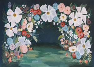 floral forest mural