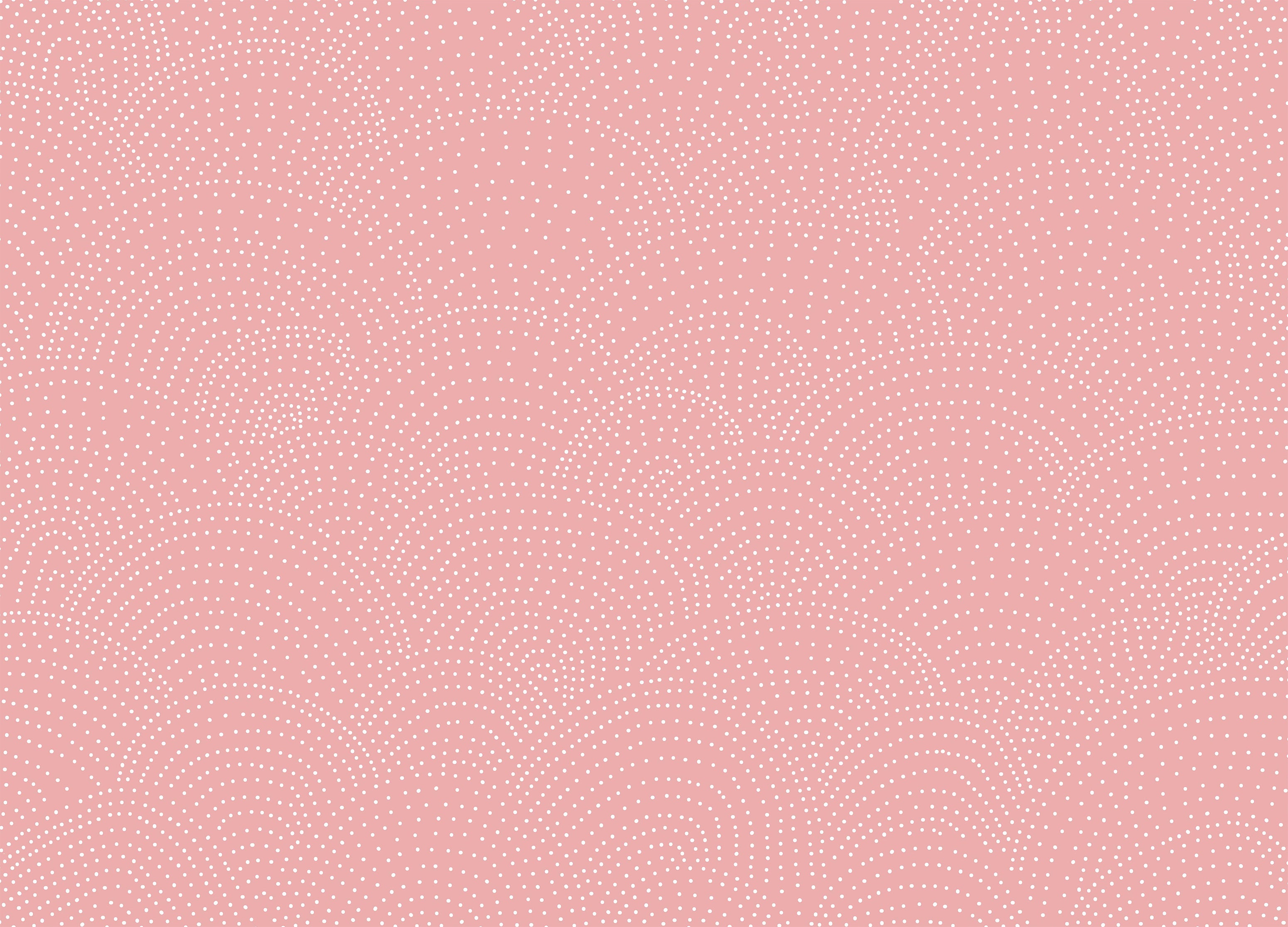 white polka dots on rose pink wallpaper