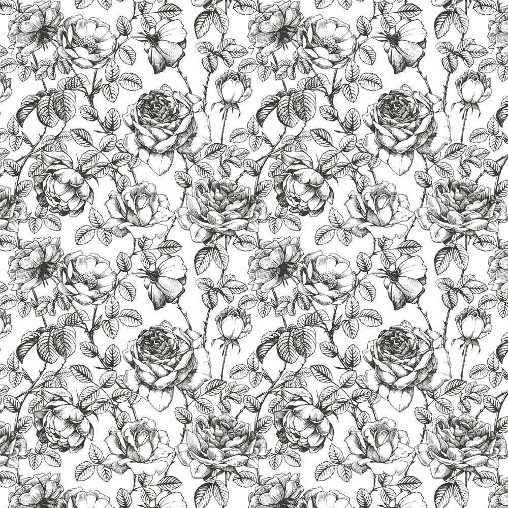 Black And White Floral Print Wallpaper black-and-white-floral-print-wallpaper