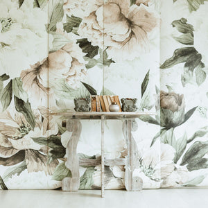 Floral wallpaper Glinda-326336 | Flowers | White, Sky blue | Living room
