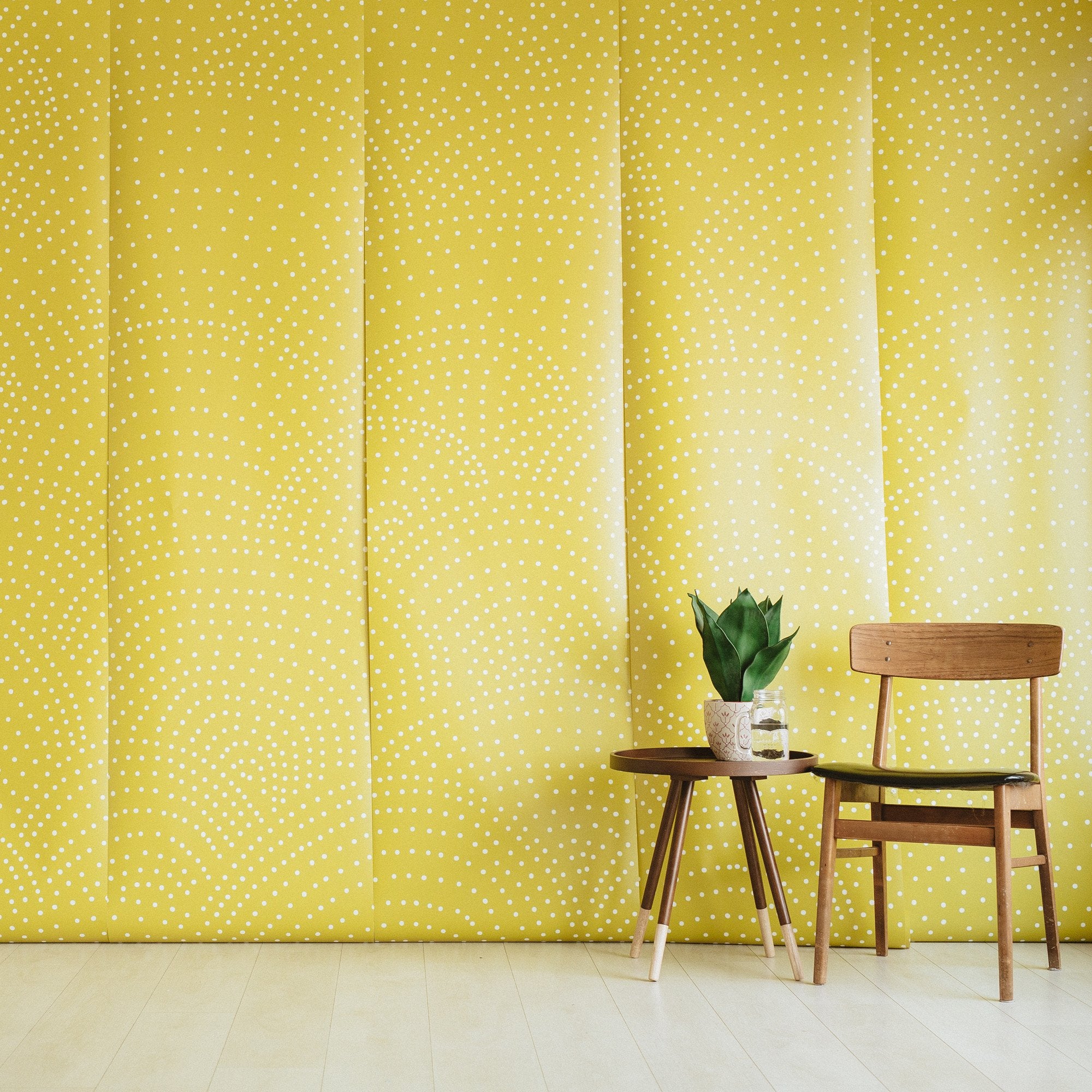 yellow polka dots wallpaper