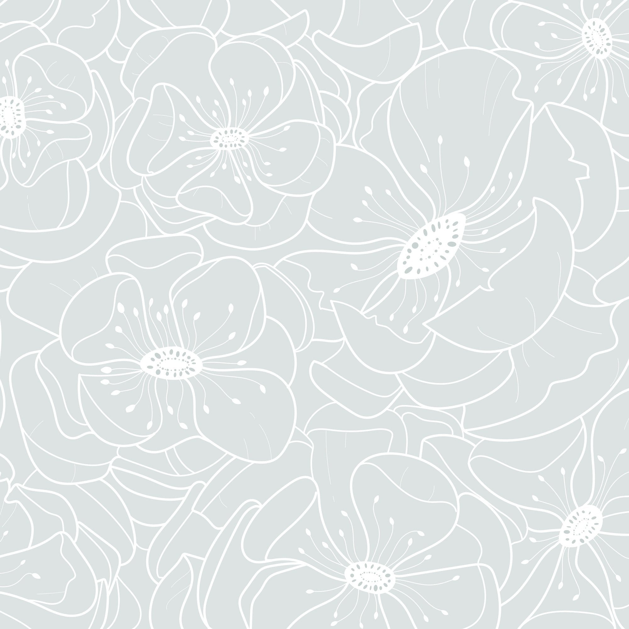 soft blue and white floral wallpaper