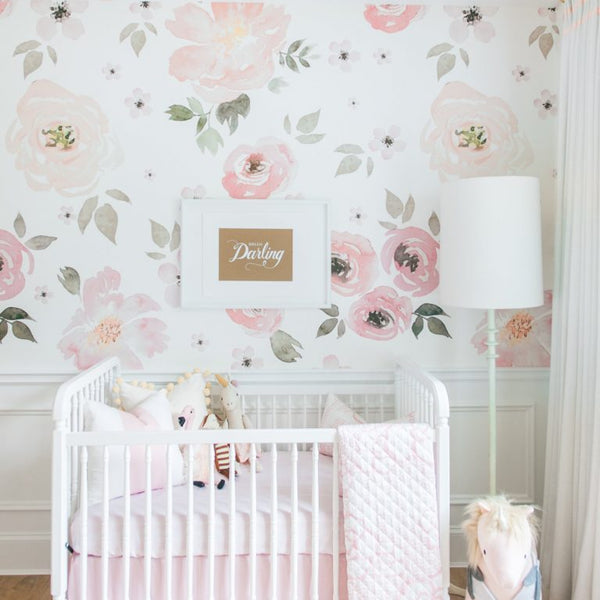 pink and white floral wallpaper