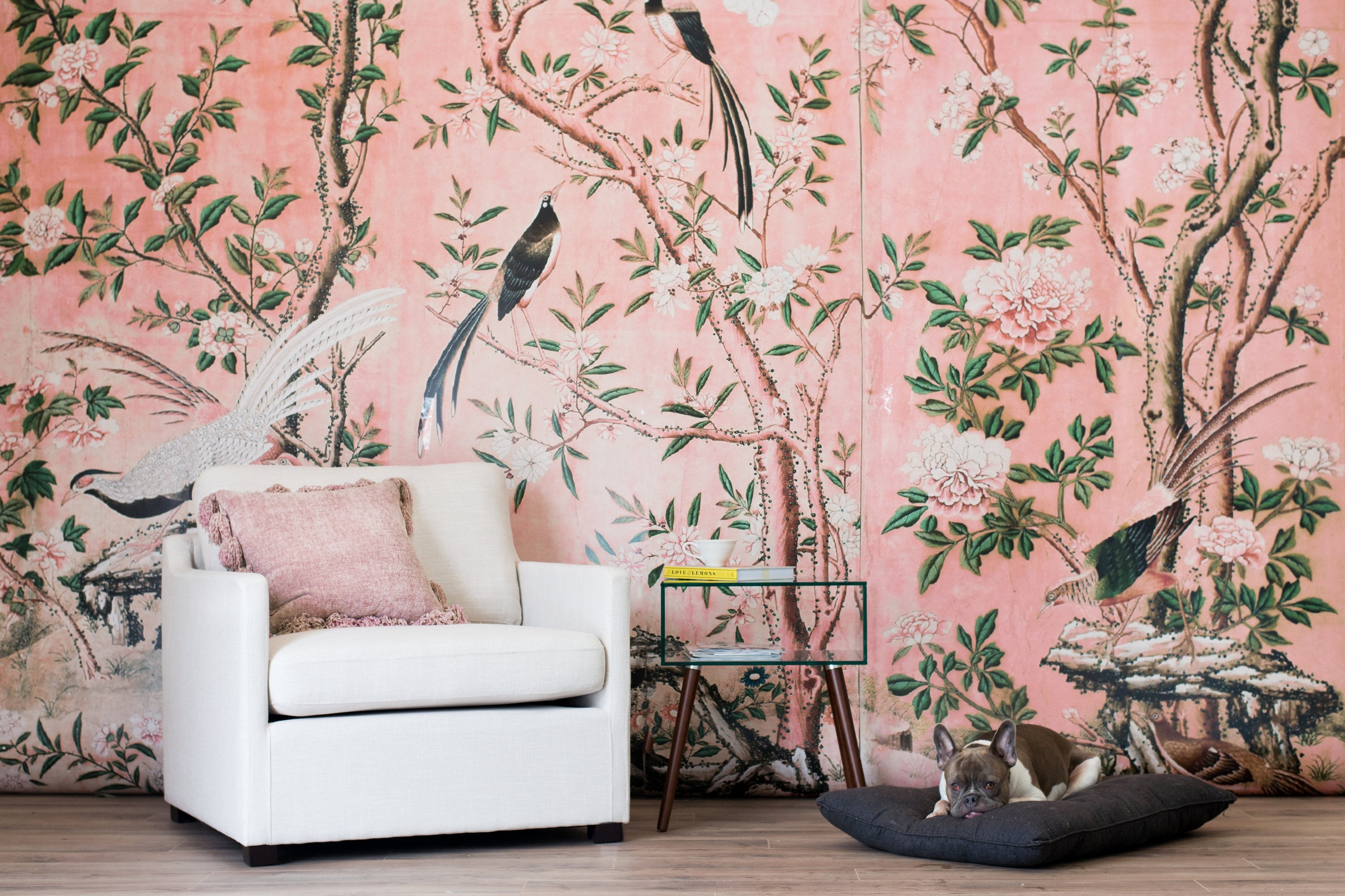 Pastel Pink Wallpaper for Walls Magnolia Mural Chinoiserie Garden  Wallpaper Decor  anewall  Anewall