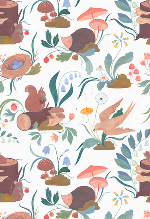 floral and animal wallpaper