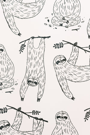 Black and White Sloth Wallpaper Boho Nursery 